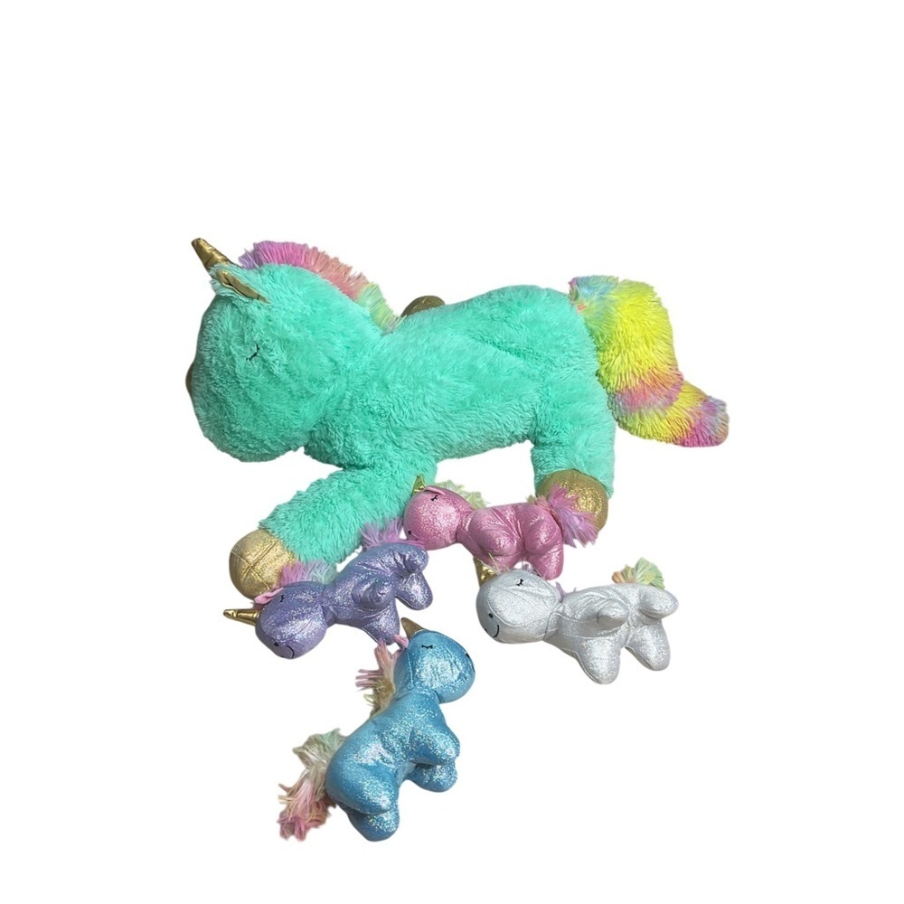 Unicorn Plush Toy Set Mom & Baby Stuffed Animals Rainbow Fantasy